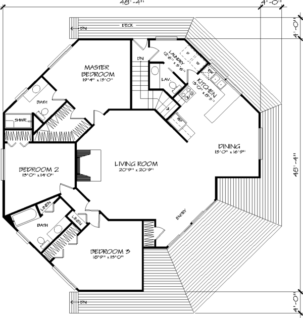 The Octagon 1371 3 Bedrooms and 2 Baths The House